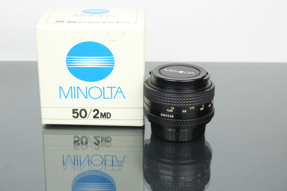 Minolta MD 50mm 1:2 49mm objektiv (MD-fäste)