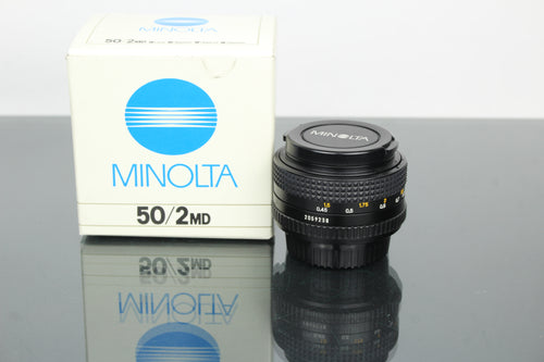 Minolta MD 50mm 1:2 49mm objektiv (MD-fäste)