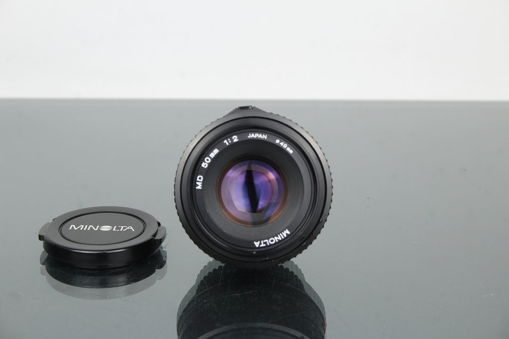 Minolta MD 50mm 1:2 49mm objektiv (MD-fäste)