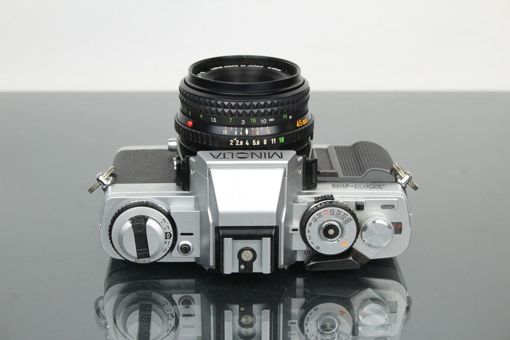 Minolta XG-M + 45mm 1:2 Minolta MD Rokkor-objektiv